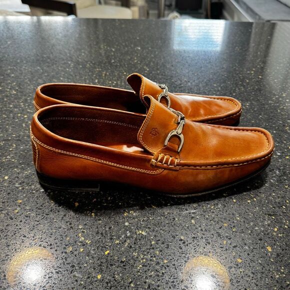 Donald J. Pliner Darrin British Tan Horse Bit Loafers. Size 11. - Picture 6 of 10